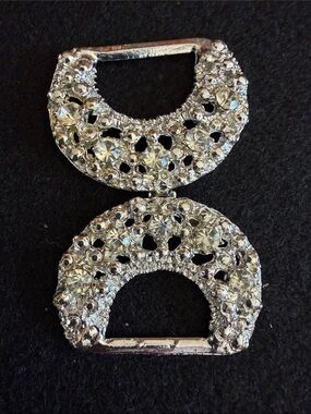 Vintage Belt Buckle connectors - Sparkling Clear Rhinestone Detail